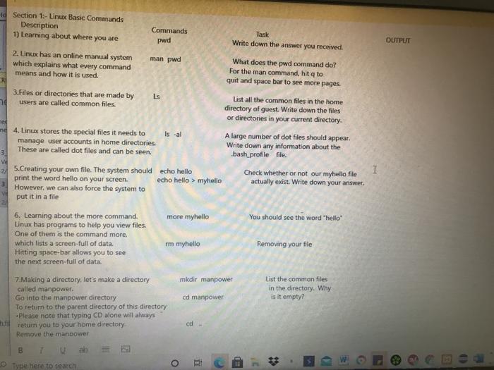  please help me write out only the output . Task pwd