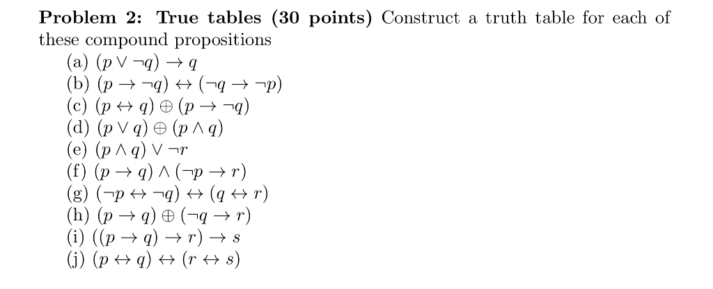 Discrete Structures/Math Can I have e) f) g) h) please !! Problem