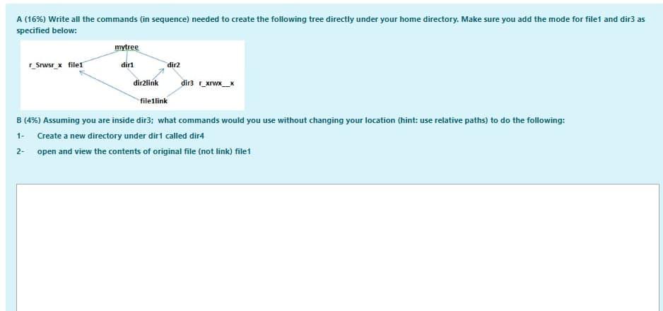  diri dir2 A (16%) Write all the commands (in sequence) needed