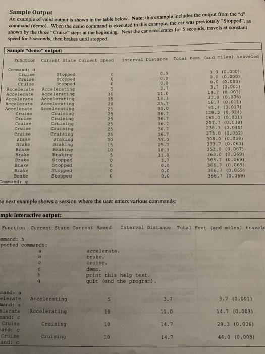 console. Each command entered by the user should execute one interval". For