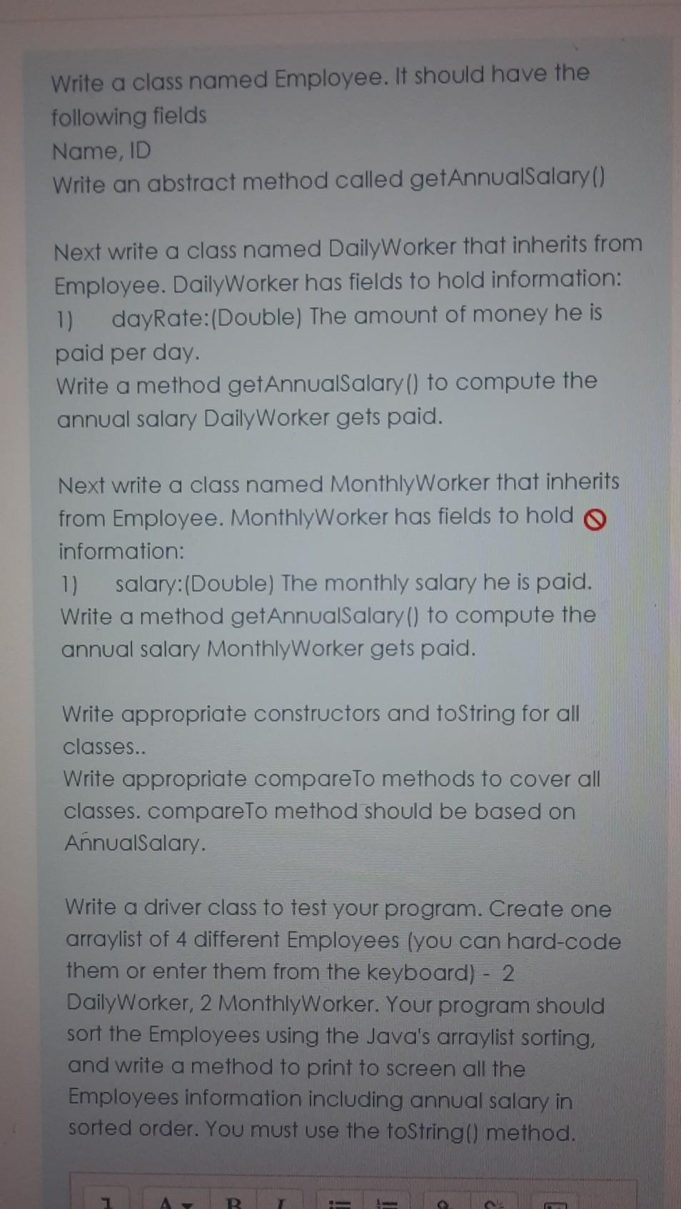  java please Write a class named Employee. It should have the
