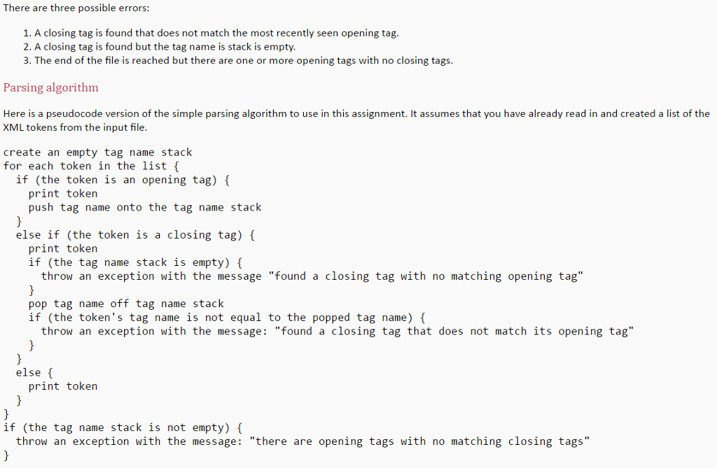 Create in it a program class called ParseXML. Your ParseXML program prompts