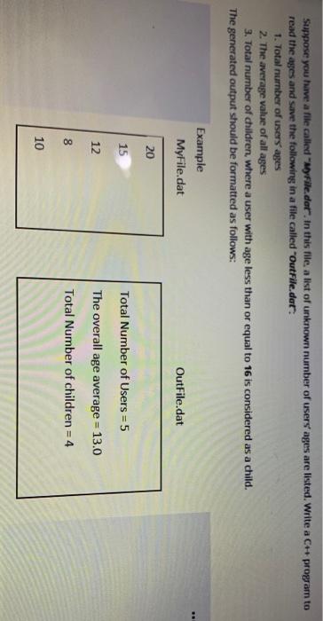 c++ code please Suppose you have a file called "MyFile.der. In this