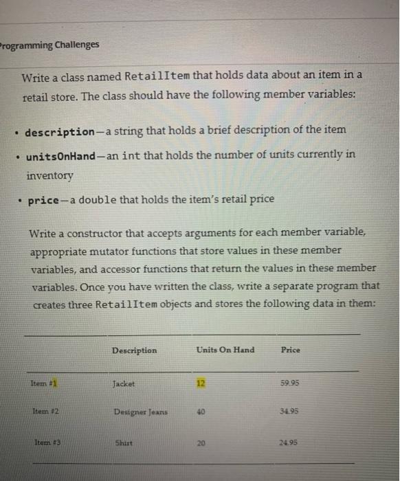 retail store clerk calculator please follow instructions!! Programming Challenges Write a class