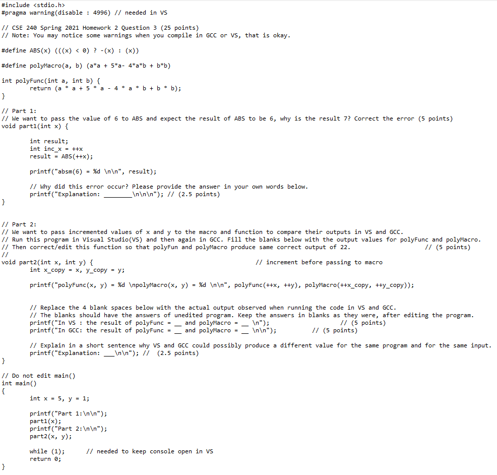  Please provide the fixed code and explanations to THIS question. #include