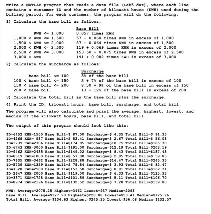 Have the (Lab5.dat) data file just need help correctly writing the program