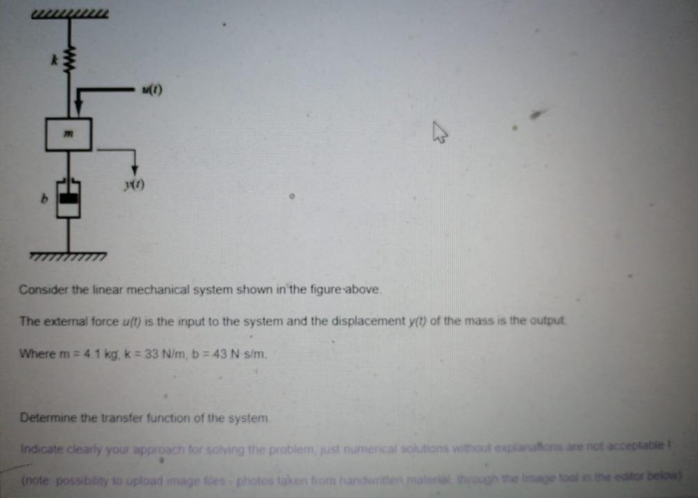 M() 40) Consider the linear mechanical system shown in the figure