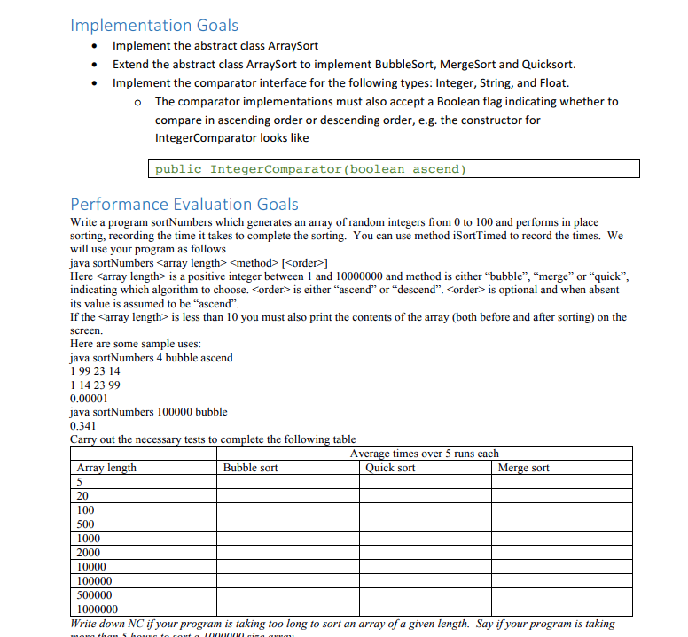 T b); } abstract class ArraySort { public Comparator comparator; abstract public