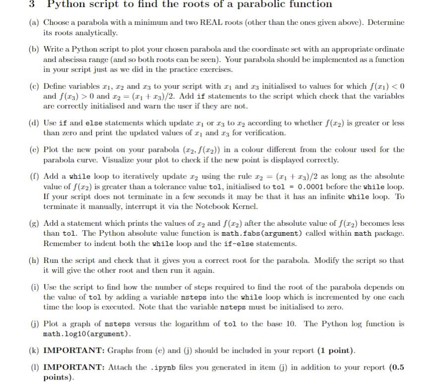  3 Python script to find the roots of a parabolic function