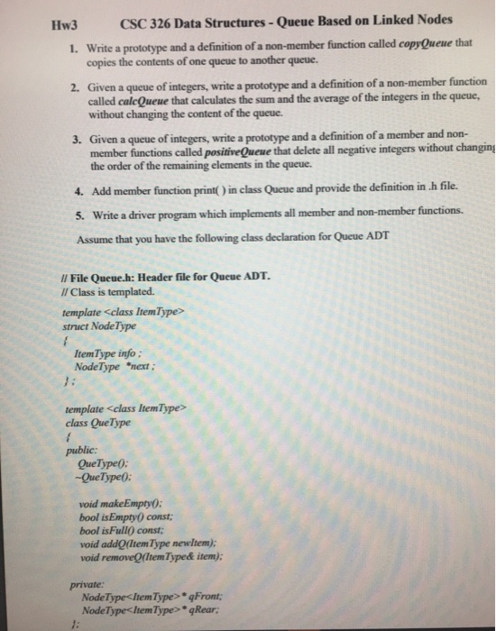 Hw3 CSC 326 Data Structures - Queue Based on Linked Nodes