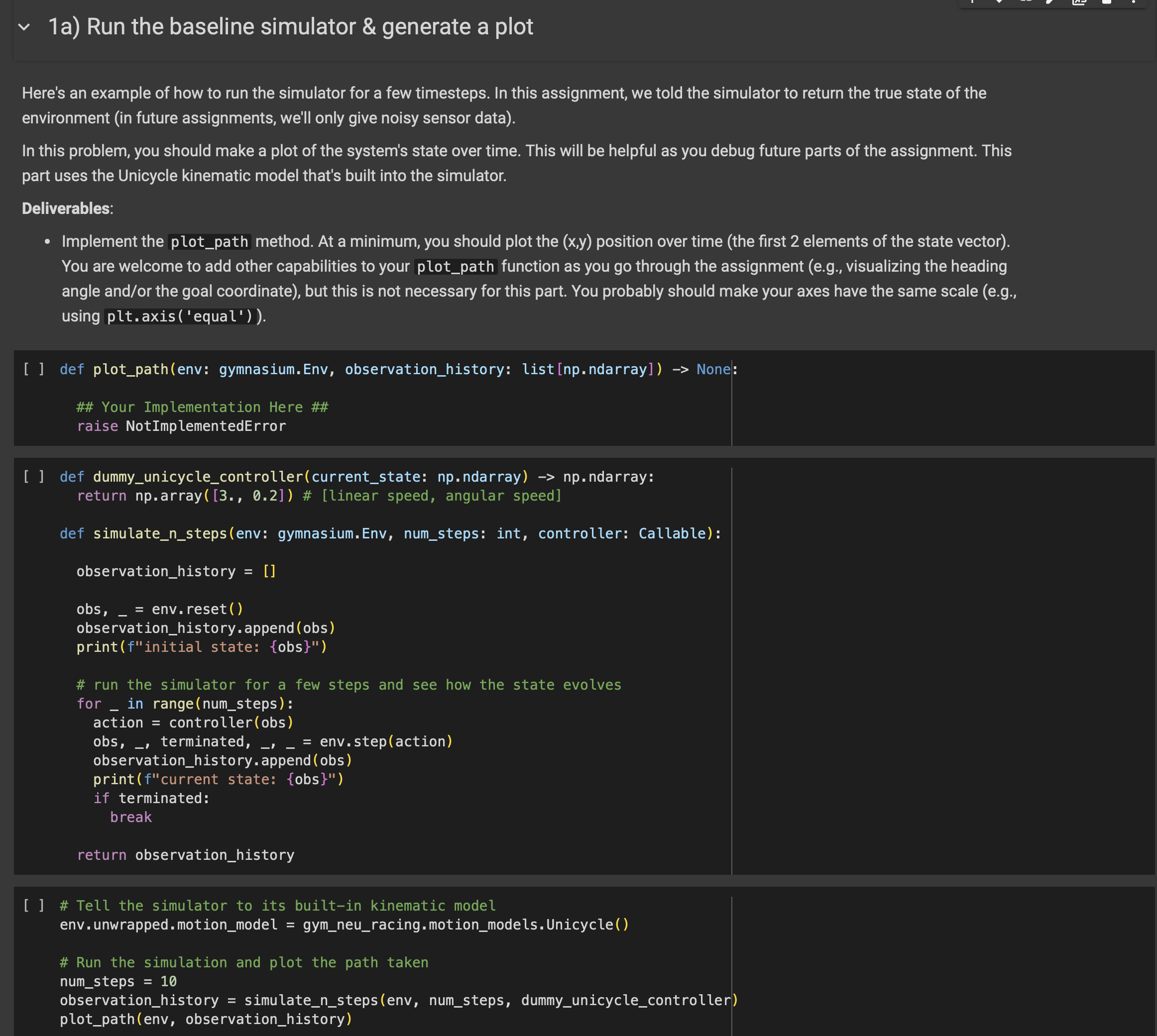  1a) Run the baseline simulator & generate a plot Here's an