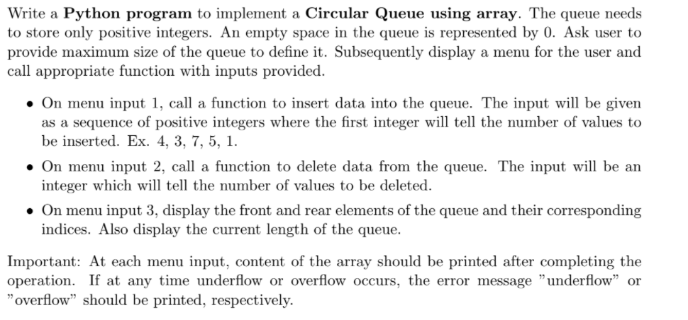  Write a Python program to implement a Circular Queue using array.