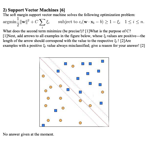  Support Vector Machines [6] The soft margin support vector machine solves
