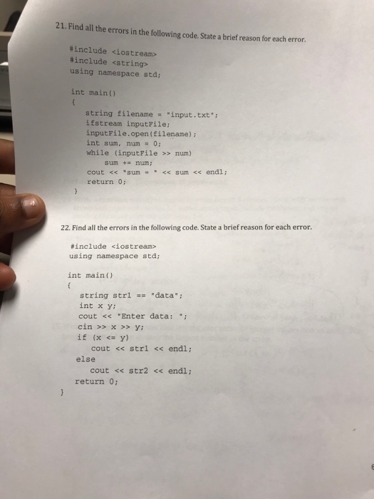  C++ 21. Find all the errors in the following code. State