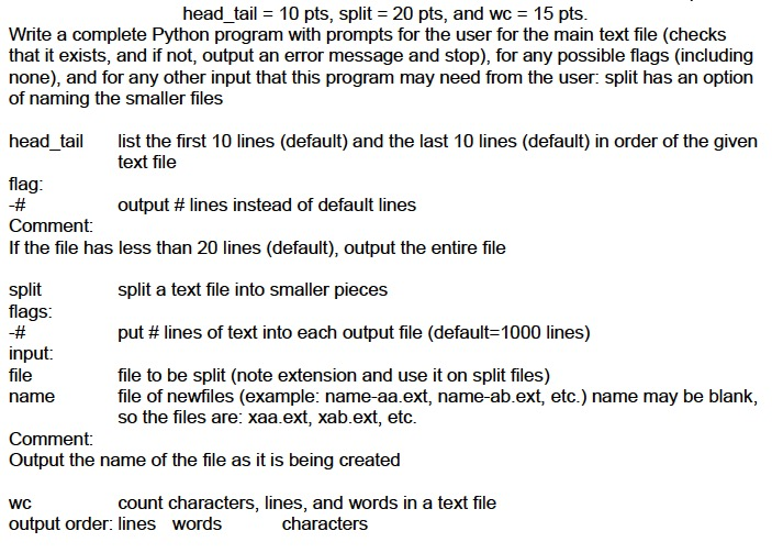 Python Programming Python Programming head_tail = 10 pts, split = 20 pts,