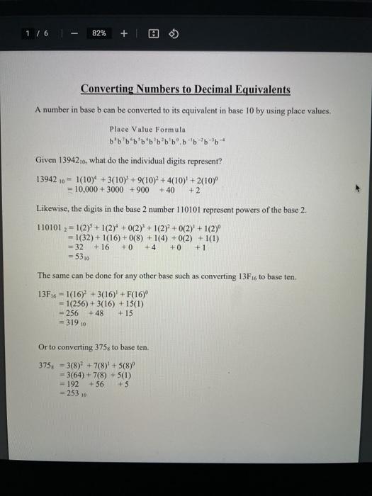  1/6 | - 82% + A Converting Numbers to Decimal Equivalents