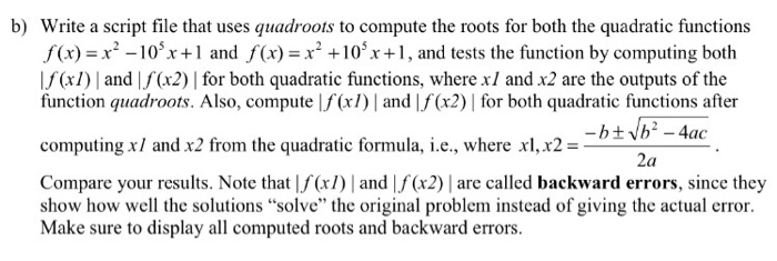 of a quadratic function as accurately as possible. Write a MATLAB function