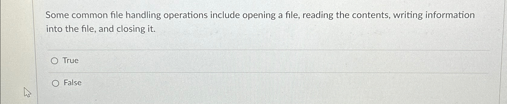  Some common file handling operations include opening a file, reading the