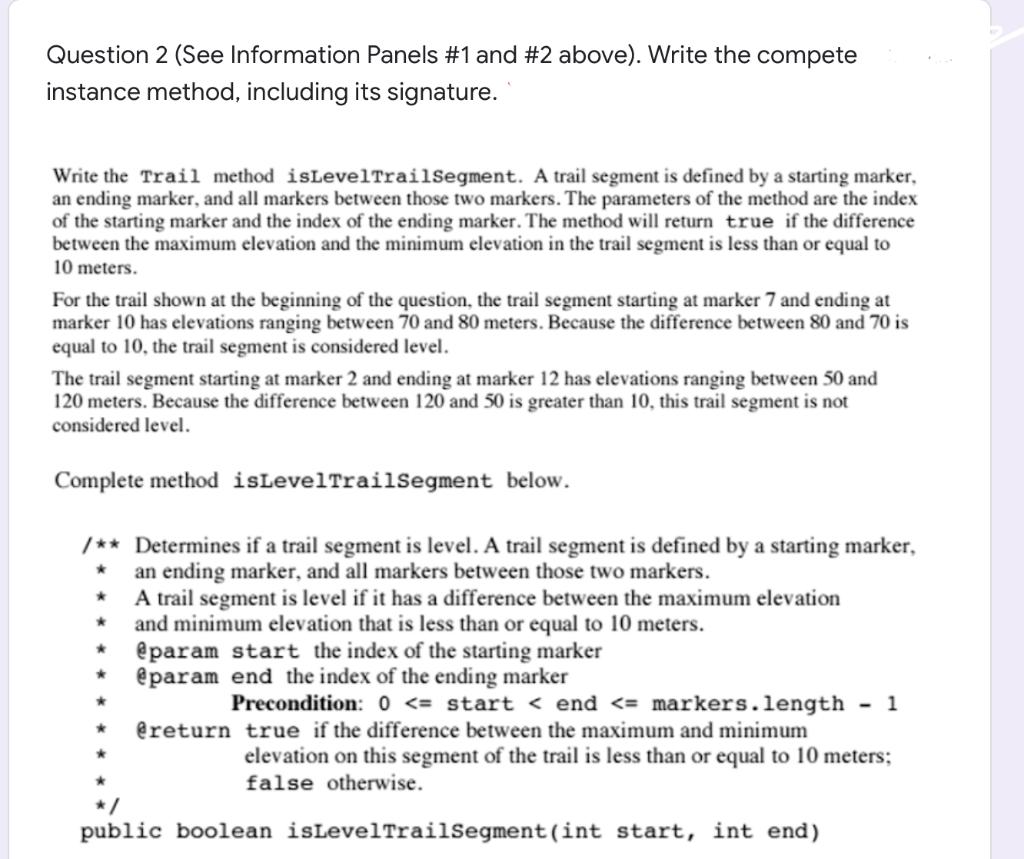 Java Question 2 (See Information Panels #1 and #2 above). Write the