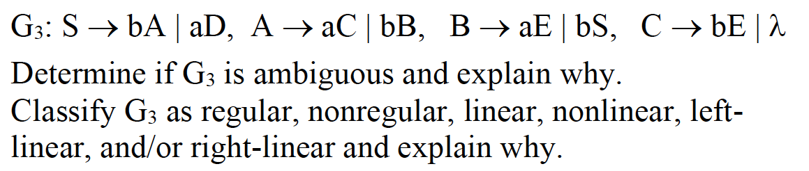 G3: S bA | AD, A aC | bB, B EbS,
