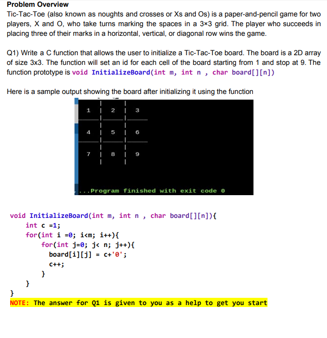 write a c program!!!! must use : void InitializeBoard(int m, int n