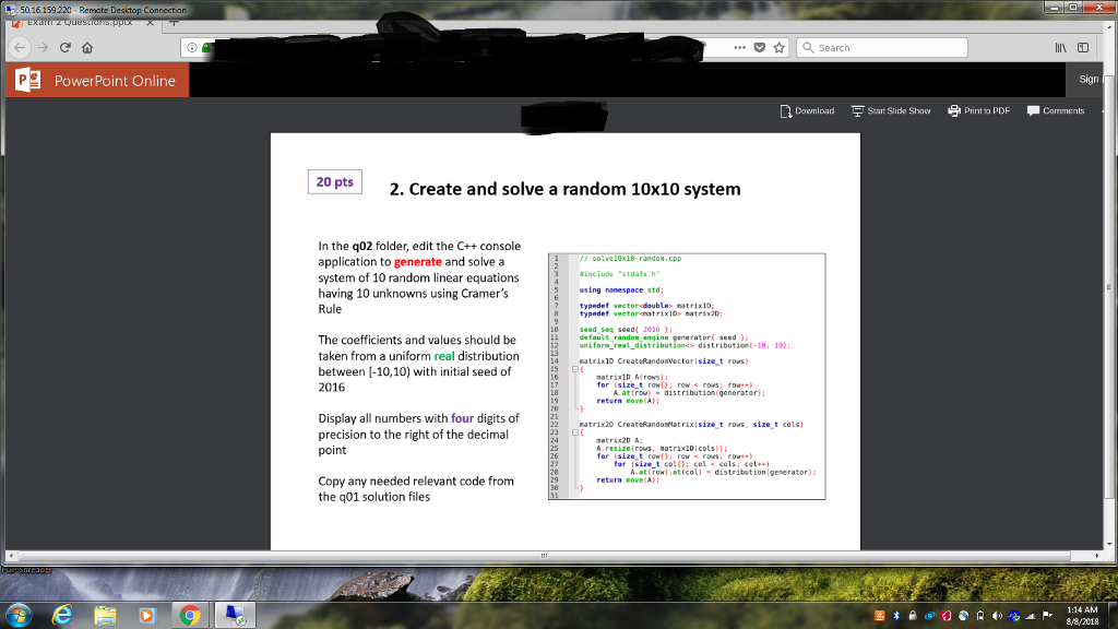  // solve10x10-random.cpp #include "stdafx.h" using namespace std; typedef vector matrix1D; typedef