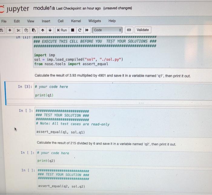 python juoyter jupyter module 1a Last Checkpoint: an hour ago (unsaved changes)