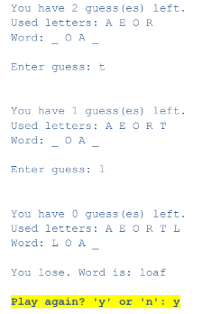 player chooses a secret word, then writes out a number of dashes