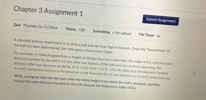  Chapter 3 Assignment 1 Submit Assignment Due Thursday by 11:59pm Points