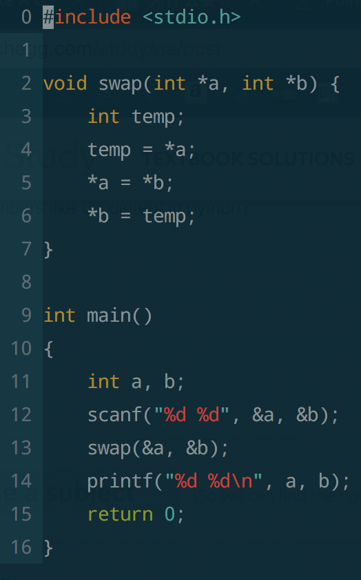 2 3 def swap(a, b) 4 tempa btemp print("in the swap function",
