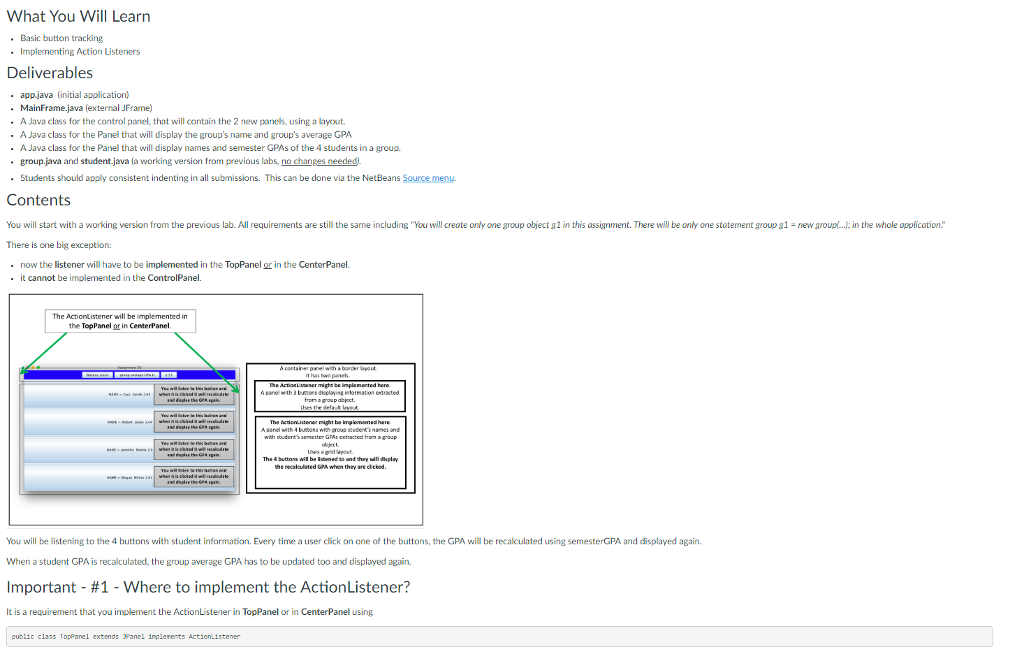 Please answer in Java. What You Will Learn Basic button tracking Implermenting