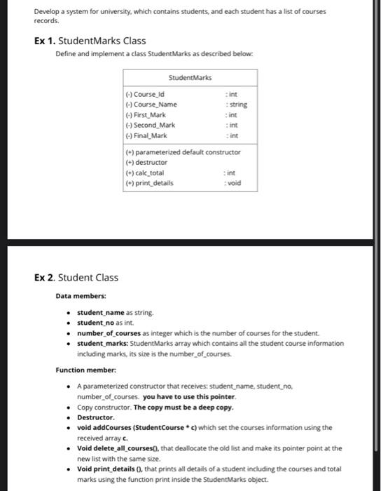 c++ lang Develop a system for university, which contains students, and each