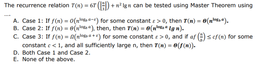 provide explaination The recurrence relation T(n) = 67 (15) + n21gn