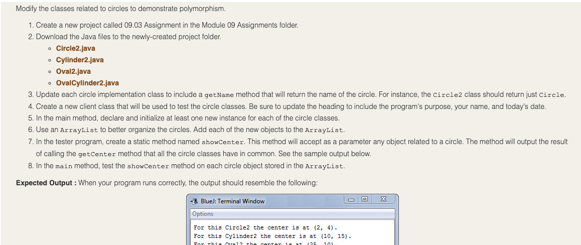 Circle2.Java public class Circle2 { // instance variables private int x; private