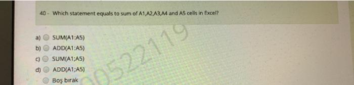 value in A12 A 1 b) = $A1 =$A$ C) d) 00522119