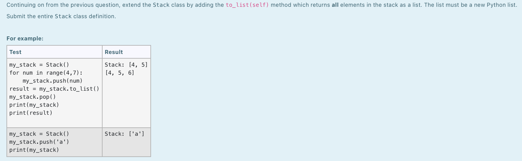 The stack is empty!') return self.__items.pop() def peek(self): if self.is_empty(): raise IndexError('ERROR: