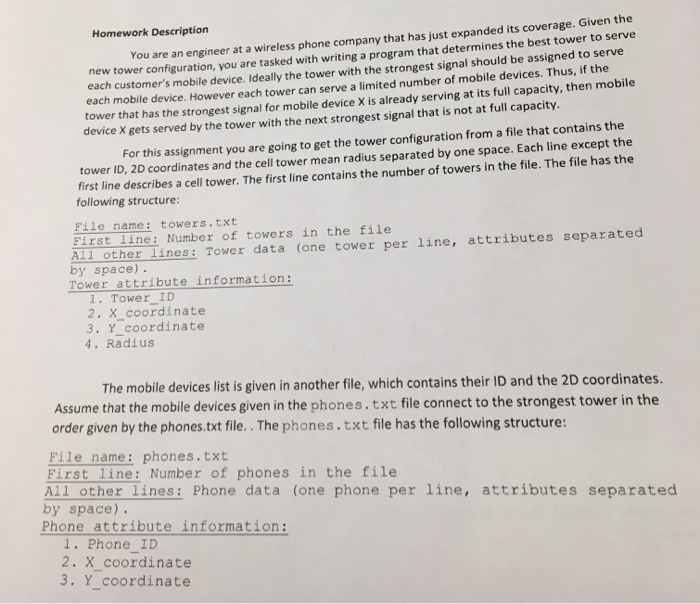  Homework Description company that has just expanded its coverage. Given the