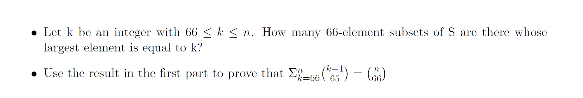 S = {1, 2, . . . , n}. Let k be