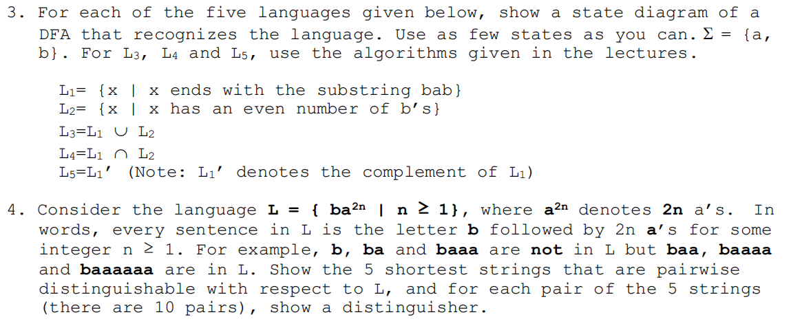 by specifying the output for each input in ex, e.g., for the