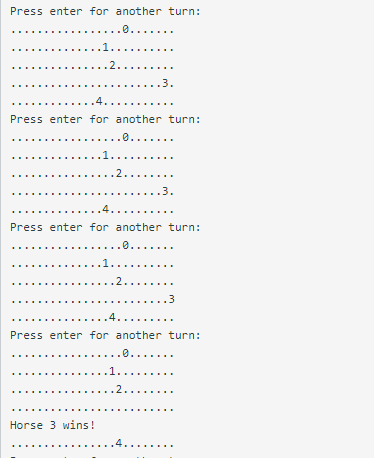 On each turn, each horse will flip a coin' (Right, I don't