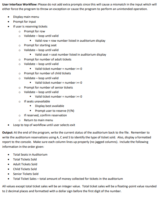 theater to develop the backend for an online ticket reservation system. Patrons