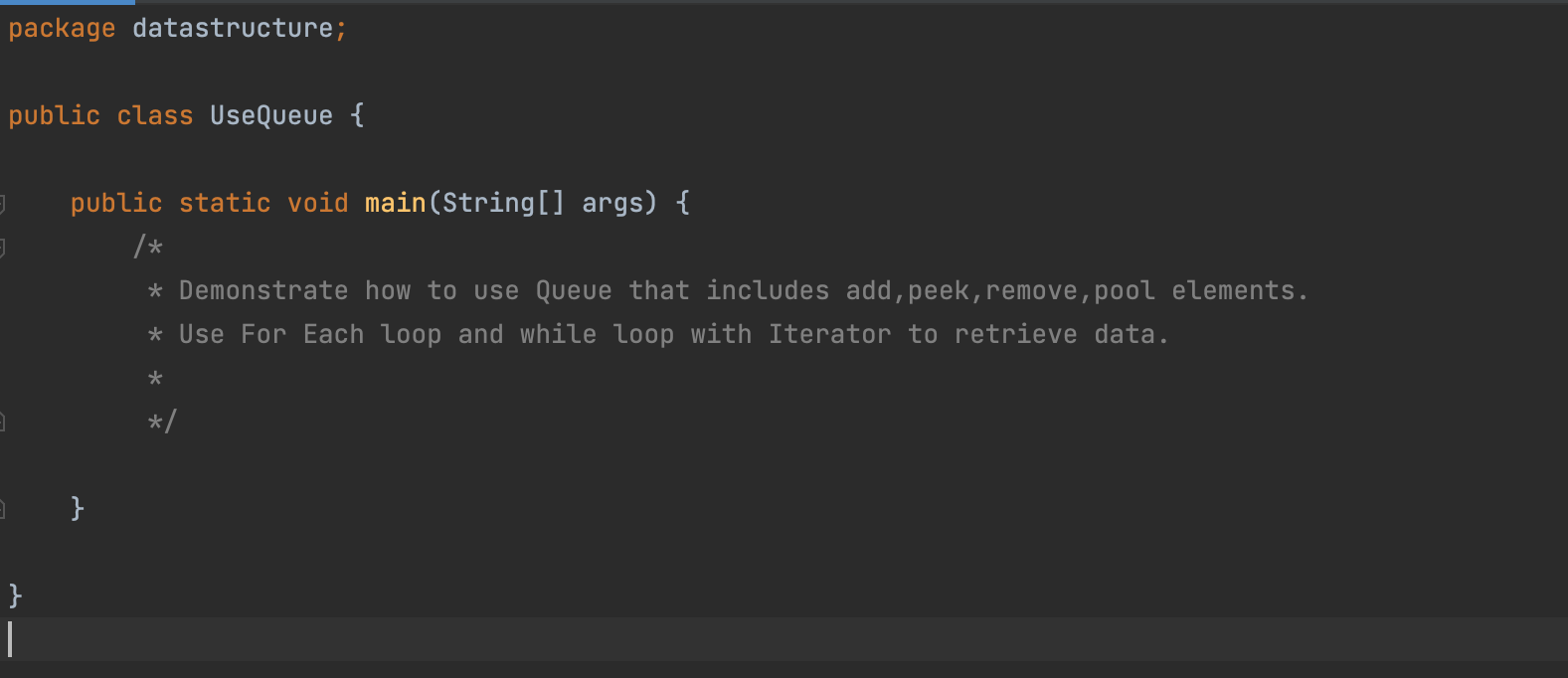 Please help with this Java question! package datastructure; public class UseQueue {