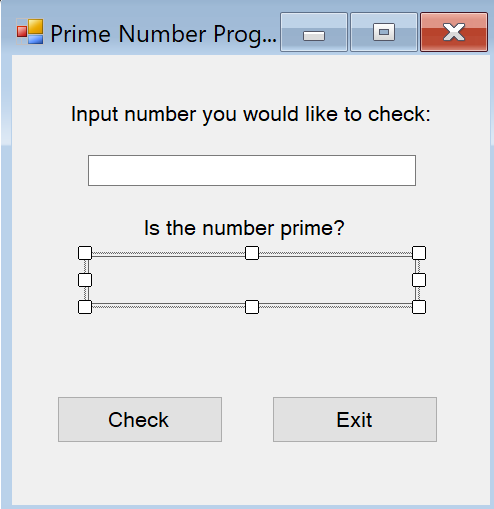 **using C#, and must have an interface in visual studio** A prime