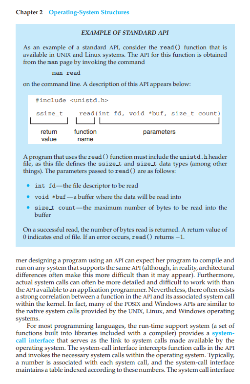 2.2.1 Command Interpreters Some operating systems include the command interpreter in the