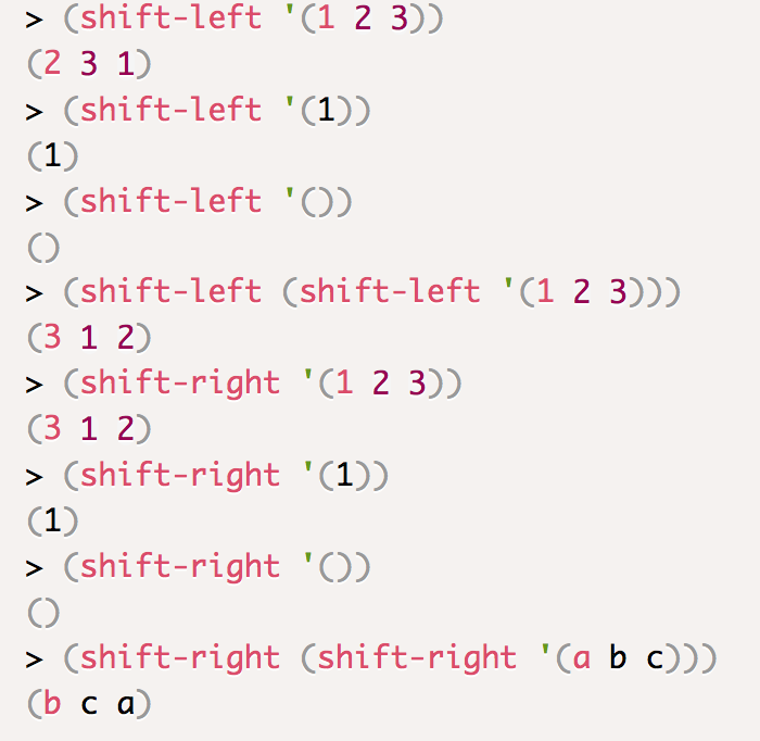 Create a Basic Functions using Scheme Language, Shift-left and shift-right Write functions