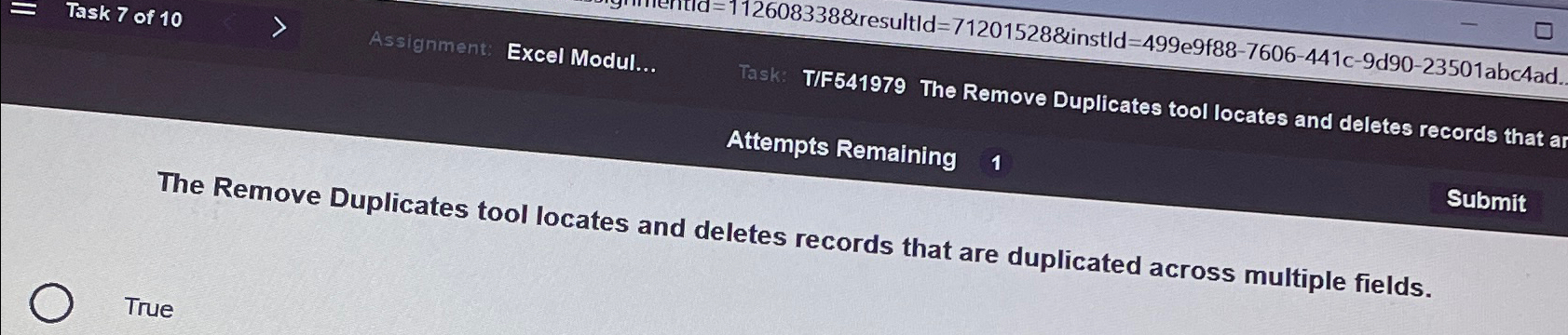  Task 7 of 10 Assignment: Excel Modul.. Task: T/F541979 The Remove