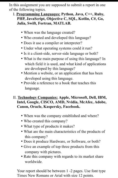 I am required to write about java and microsoft In this assignment