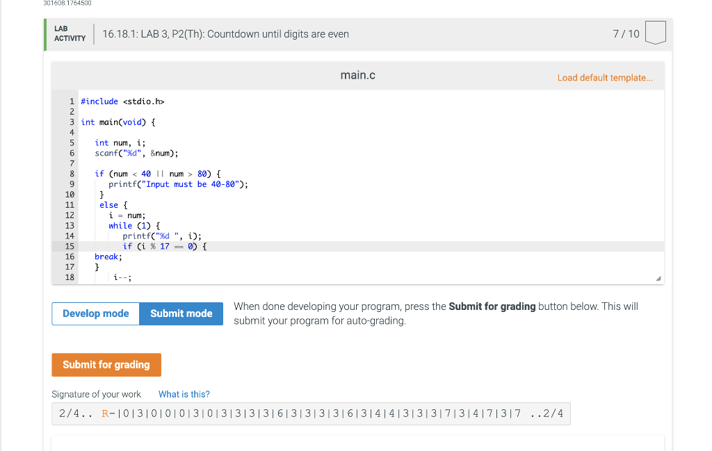 the range 40-80 as input. The output is a countdown starting from