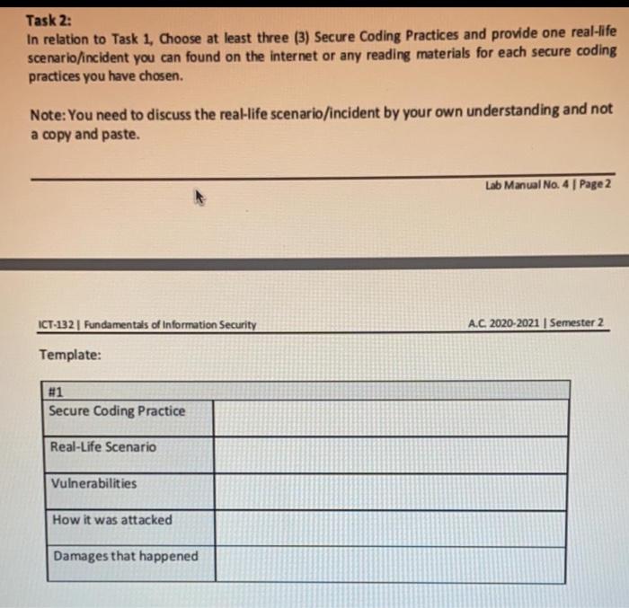  Task 2: In relation to Task 1, Choose at least three