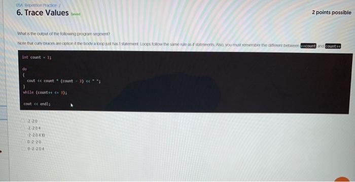  trace values multiple choice 054 Ret Price 6. Trace Values 2